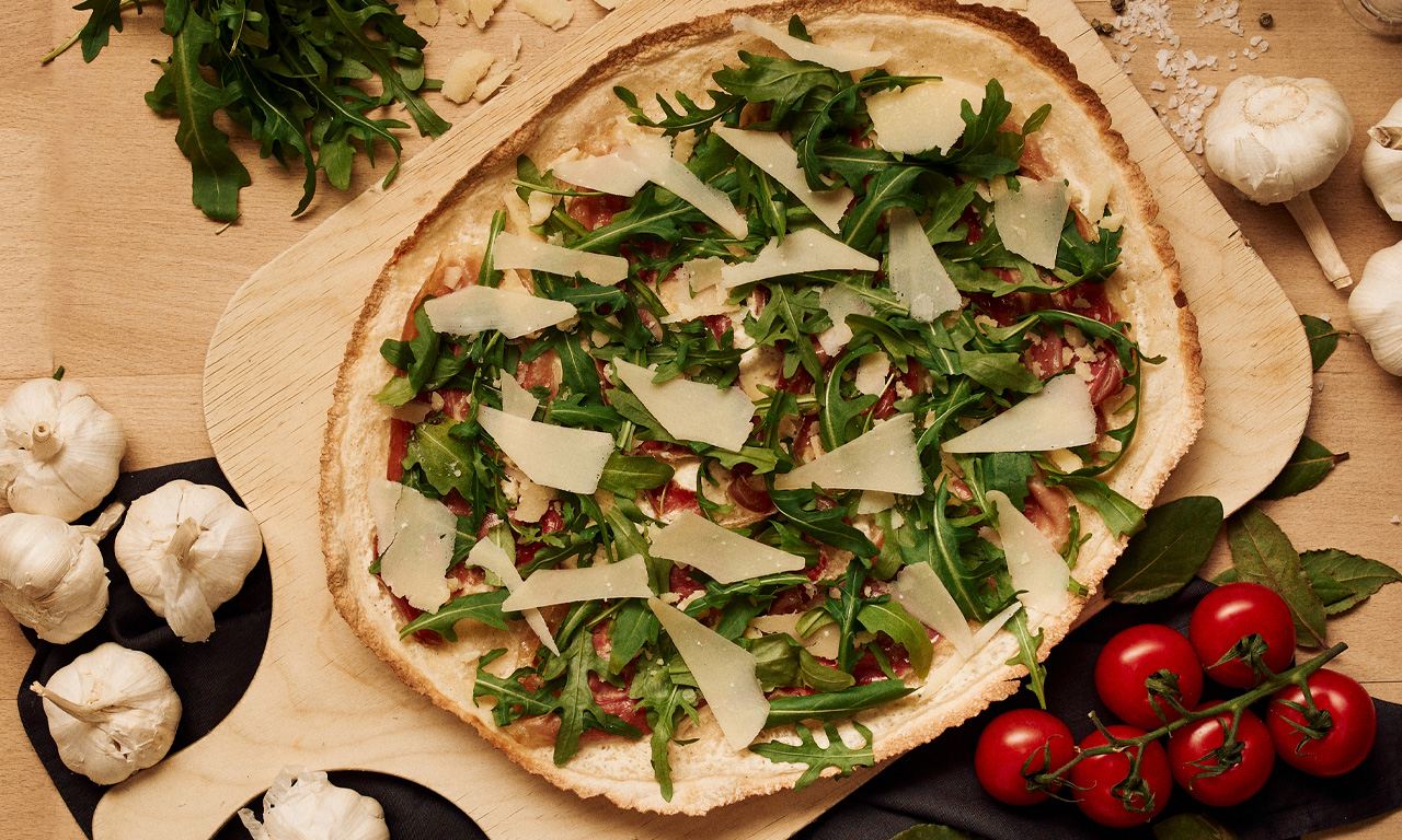 Flammkuchen mit Rucola im Le Feu 