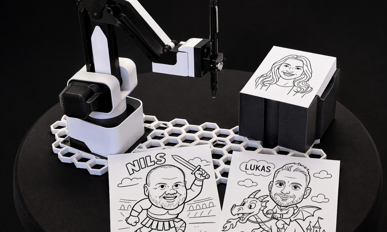 Karikaturzeichner Roboter vom Orbit Eventservice